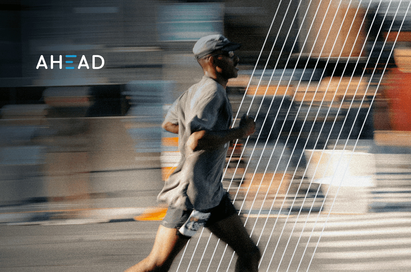 a man jogging with motion blur in the background